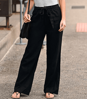 Light Summer Pants with Tie Belt and Wide Legs
