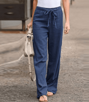 Light Summer Pants with Tie Belt and Wide Legs