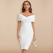 Norah - Off-Shoulder Midi Dress with V-Neck