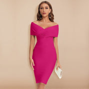 Norah - Off-Shoulder Midi Dress with V-Neck