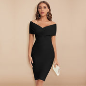 Norah - Off-Shoulder Midi Dress with V-Neck