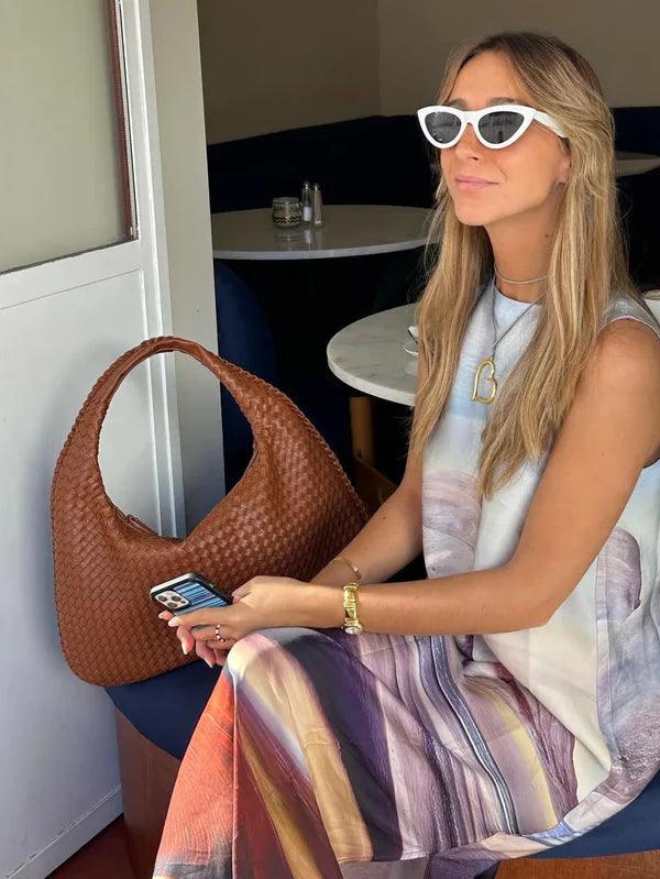 Braided Vegan Leather Handbag