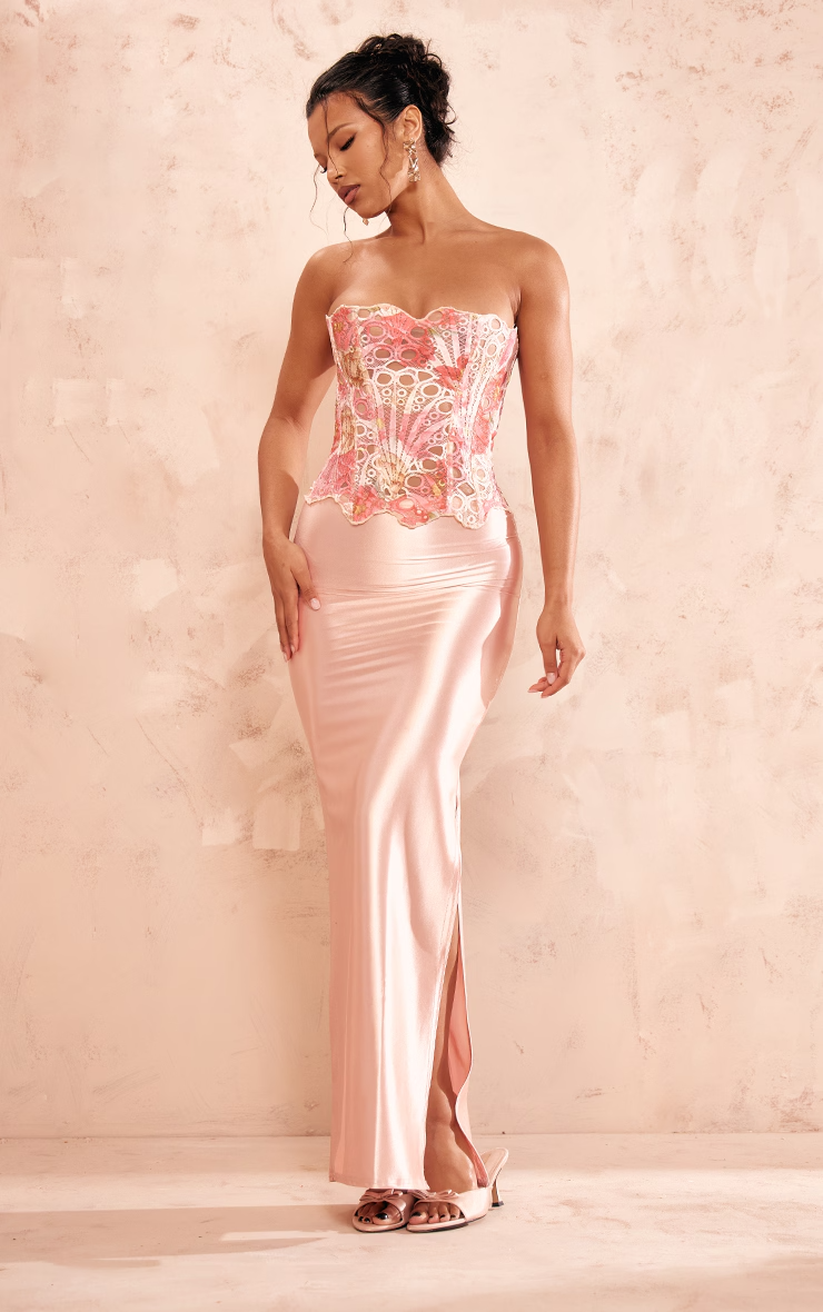 Lace Corset Top with Strapless Fit for Women