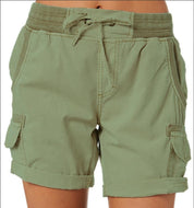 Casual Cargo Shorts with Elastic Waist for Women