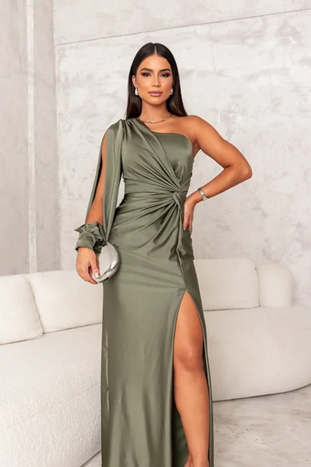 Women's Elegant Gala Maxi Dress with One Shoulder and Split