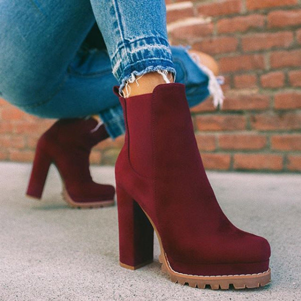 Women's Trendy Comfortable Ankle Boots with Block Heel