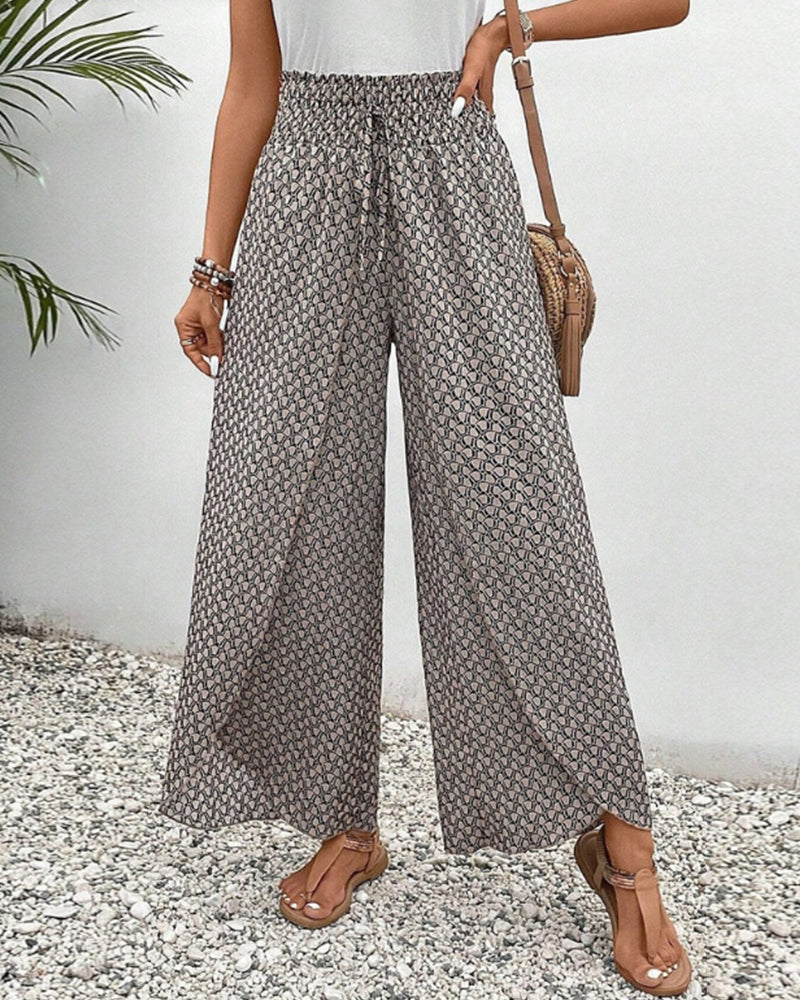 Sophie-Rae - Airy High Waist Pants with Bohemian Print