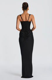 Black Elegant Gala Dress Maxi Corset Lace-up