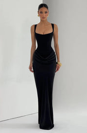 Black Elegant Gala Dress Maxi Corset Lace-up