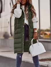 Puffer Bodywarmer with Hoodie and Zipper Pockets for Women
