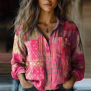 Boho Blouse with Print and Long Sleeves for Women