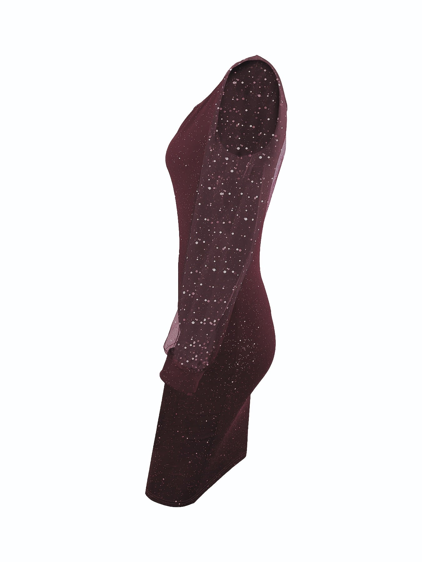Sequin Bodycon Cocktail Dress for Women with Long Mesh Sleeves