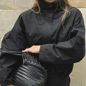 Windbreaker for Women Lightweight with High Collar and Adjustable Drawstring
