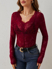 Annelot - Edge body with long sleeves and deep neckline