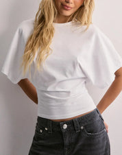 Casual T-Shirt with Wide Sleeves and Waist Fit for Women