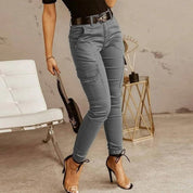 High Waist Skinny Joggers with Cargo Pockets for Women
