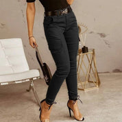 High Waist Skinny Joggers with Cargo Pockets for Women