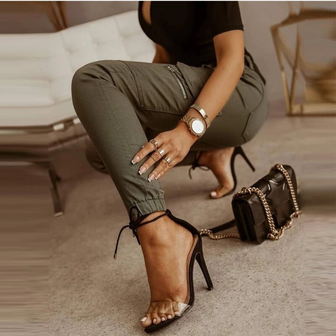 High Waist Skinny Joggers with Cargo Pockets for Women