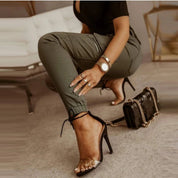 High Waist Skinny Joggers with Cargo Pockets for Women