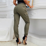 High Waist Skinny Joggers with Cargo Pockets for Women