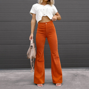 Elegant Women's Velvet Pants with High Waist and Wide Legs