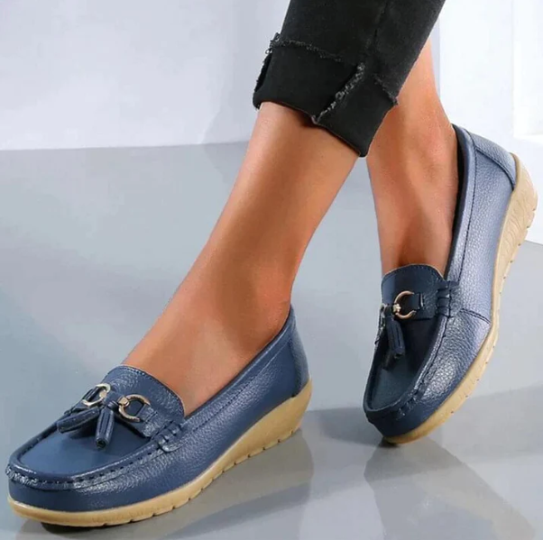 Comfort Slip-Ons with Tassel Detail and Low Wedge Heel