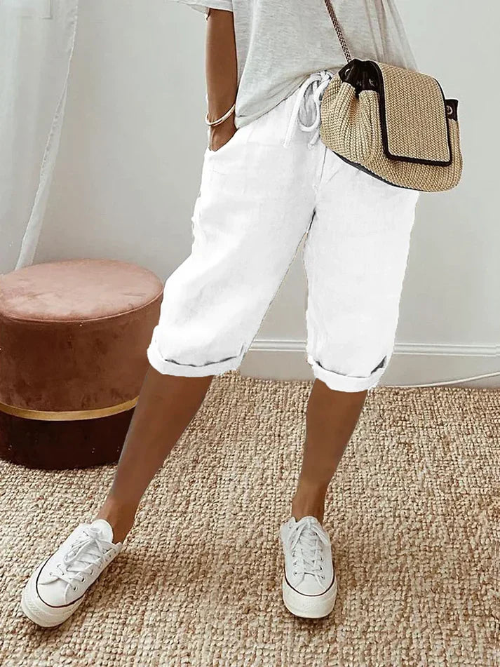Lightweight Capri Pants for Women with Elastic Waist and Drawstring