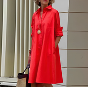 Elegant Women’s Shirt Dress with Long Sleeves and Loose Fit