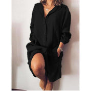 Summer Women's Midi Dress with Button Closure and Loose Fit