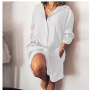 Summer Women's Midi Dress with Button Closure and Loose Fit