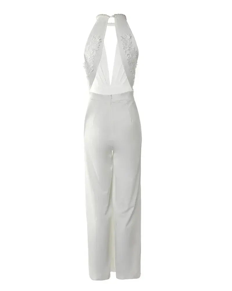 Elegant Women's Jumpsuit with Open Back and Halter Neck