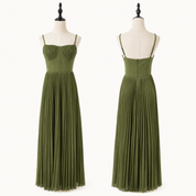 Cleo - Pleated Women's Midi Dress with Lace Details