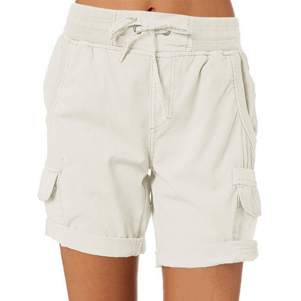 Casual Cargo Shorts with Elastic Waist for Women