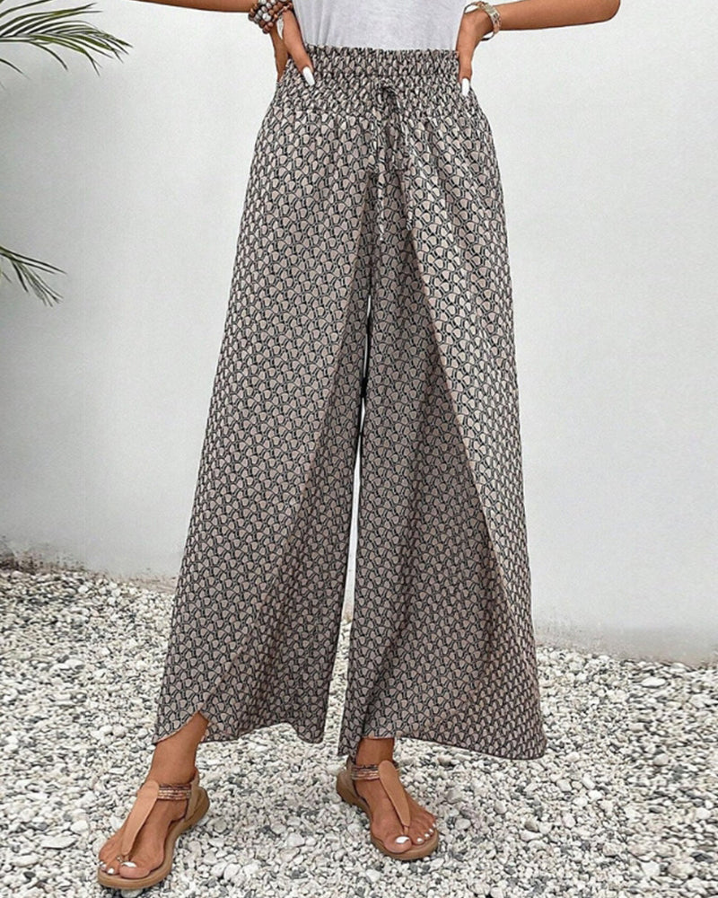 Stylish Lightweight Printed Pants with Wide Legs