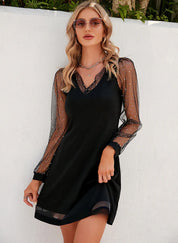 Party Dress With V Neck And Glitter Sleeves For Women