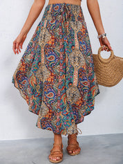 Jolie - Draped High Waist Maxi Skirt with Print for Women