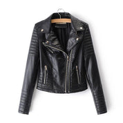 Black Leather Women's Jacket with Zip Pockets