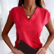 Elegant Women's Blouse with V Neck and Sleeveless Design