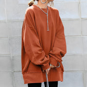 Oversized Women's Sweatshirt with Crew Neck and Long Sleeves