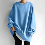 Oversized Women's Sweatshirt with Crew Neck and Long Sleeves