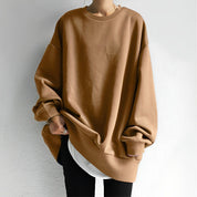 Oversized Women's Sweatshirt with Crew Neck and Long Sleeves