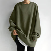 Oversized Women's Sweatshirt with Crew Neck and Long Sleeves