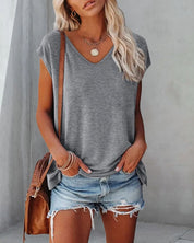 Comfortable Women's Summer Top with V Neck and Loose Fit