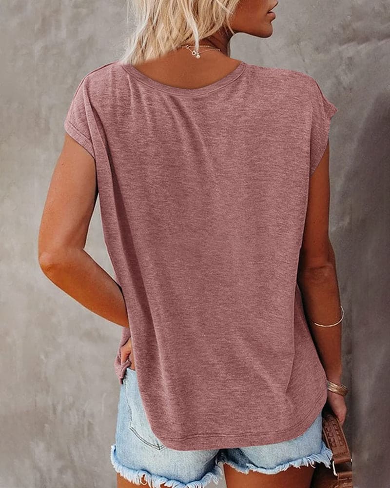 Comfortable Women's Summer Top with V Neck and Loose Fit