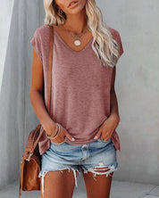 Comfortable Women's Summer Top with V Neck and Loose Fit