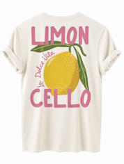Comfortable T-Shirt for Women with Lemon Illustration and Back Print