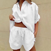 Lightweight Blouse and Shorts Set for Women with Loose Summer Fit