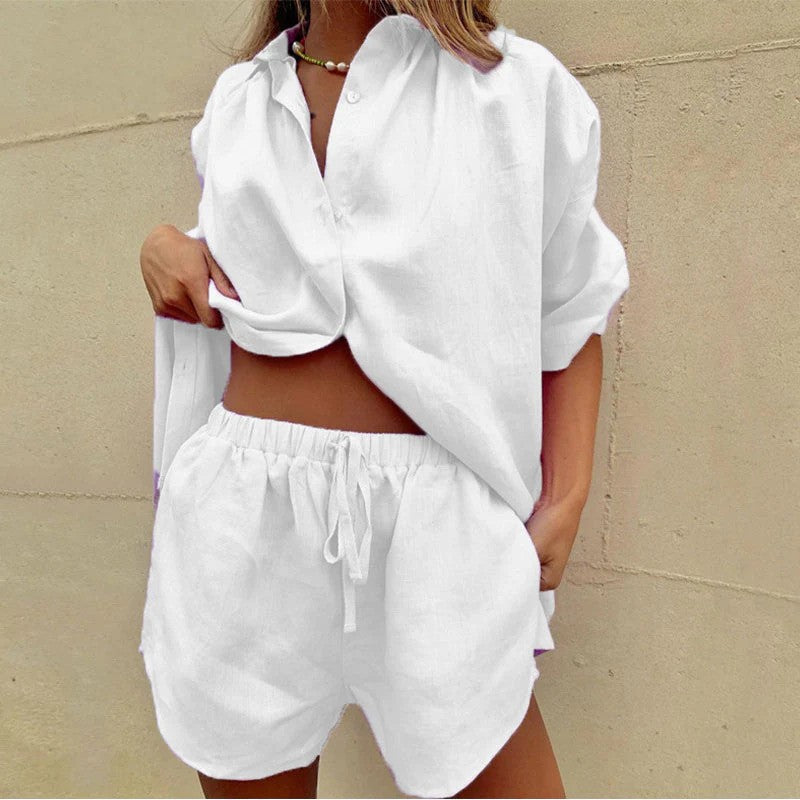 Lightweight Blouse and Shorts Set for Women with Loose Summer Fit