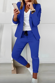 Women's Two-Piece Set Blazer and Trousers with Drawstring