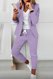 Women's Two-Piece Set Blazer and Trousers with Drawstring